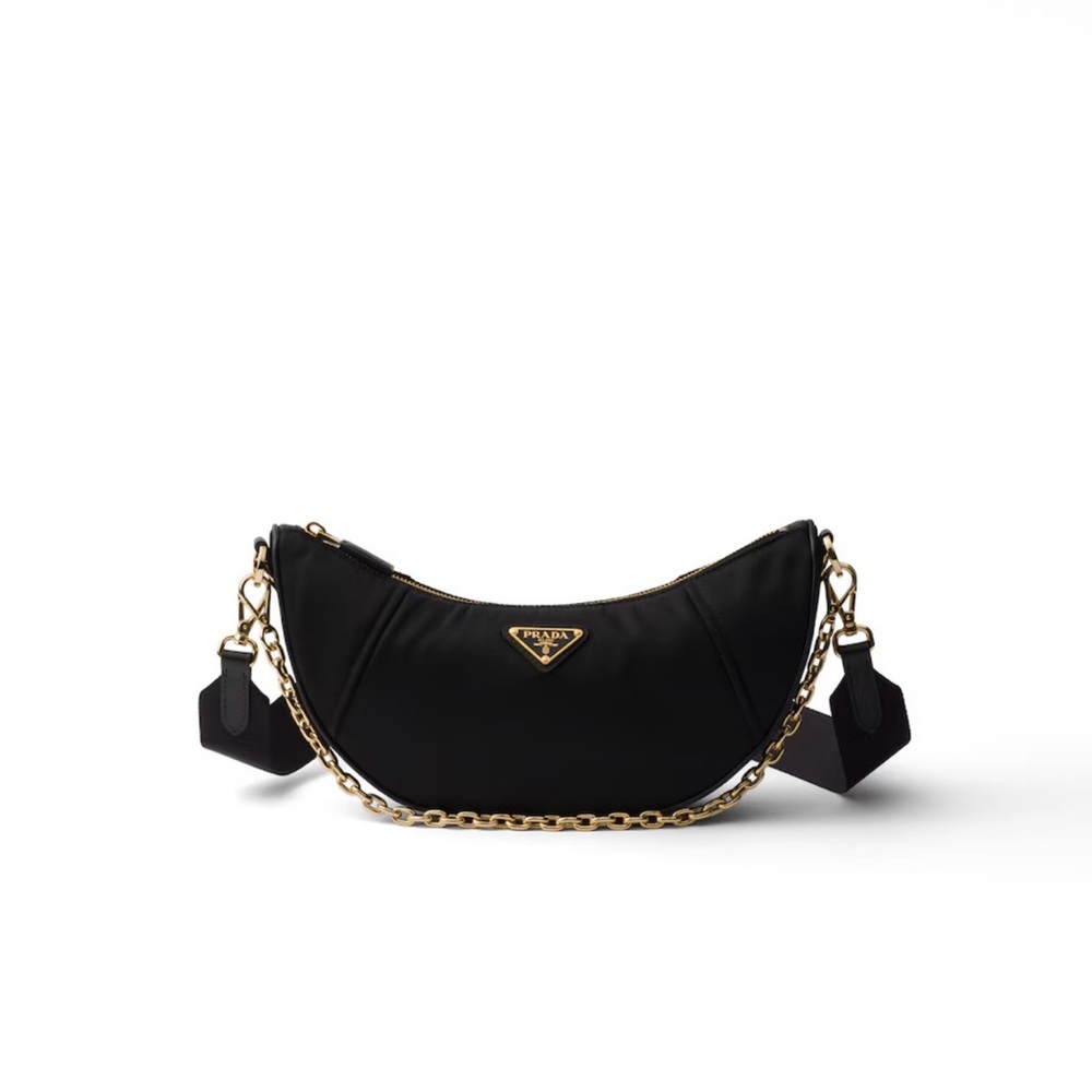 Prada Black Women's Demi lune Renylon shoulder Bag
